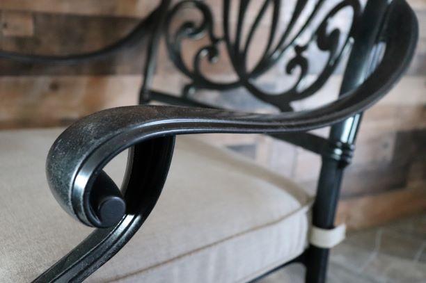 dwl lillian lynwood aluminum dining chair arm detail