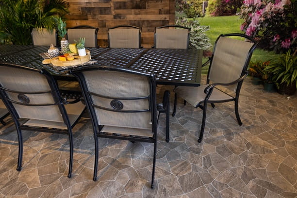 DWL Vienna Sling Aluminum Outdoor Dining 11 Piece Weave Extension Table with 10 Dining Chairs
