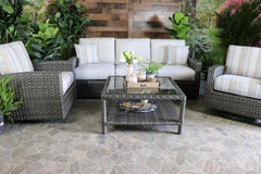 BISCAYNE 4 PIECE SEATING SET - Sofa, Club Chair, Swivel Glider and Coffee Table