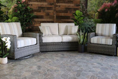 BISCAYNE 3 PIECE SEATING SET- Love Seat , Club Chair, and Swivel Glider