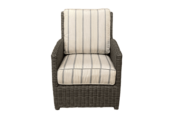 Erwin and Sons Edgewater Wicker Outdoor Seating Patio Club Chair Front View with Sunbrella Cushion