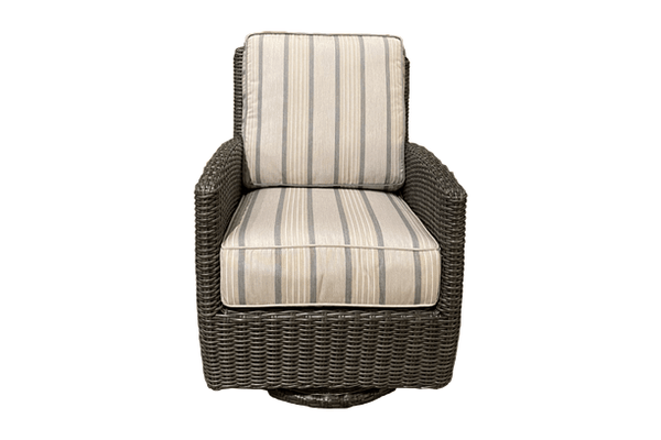 Erwin and Sons Edgewater Wicker Outdoor Seating Patio Swivel Chair with Sunbrella Cushion Front View