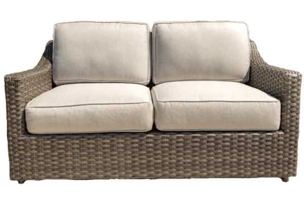 erwin and sons southampton all weather wicker aluminum frame outdoor patio seating love seat sunbrella cushions