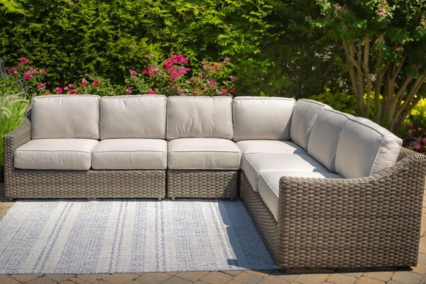erwin and sons southampton all weather wicker aluminum frame outdoor patio seating sectional 4 piece sunbrella idol seagull