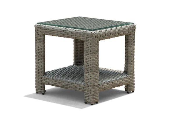 erwin and sons southampton all weather wicker aluminum frame outdoor patio seating table end drink side square angle