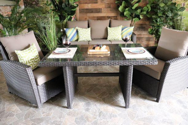 glenhaven home and garden brighton wicker seating dining outdoor patio chow table sofa club chairs