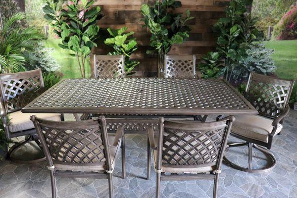 glenhaven home and garden chateau 2 aluminum oakcrest patio dining outdoor table dining chairs four swivel two weave