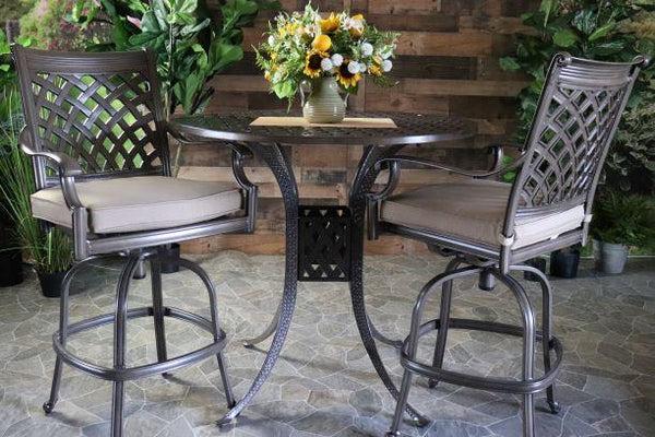 glenhaven home and garden chateau 2 aluminum oakcrest outdoor  patio bar stool high top bar table