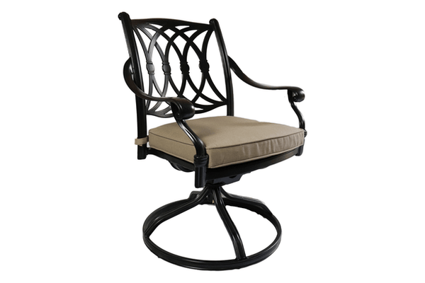 glenhaven home and garden chelsea aluminum outdoor patio dining swivel chair sunbrella cushion front
