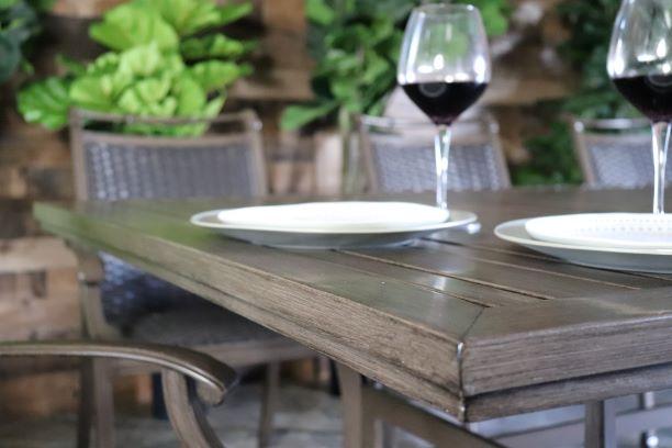 glenhaven home and garden maxwell aluminum wicker aruba outdoor patio dining table corner