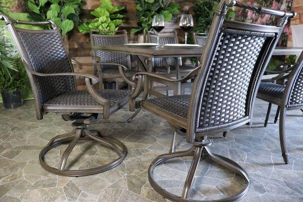 glenhaven home and garden maxwell aluminum wicker aruba dining outdoor swivel chair patio