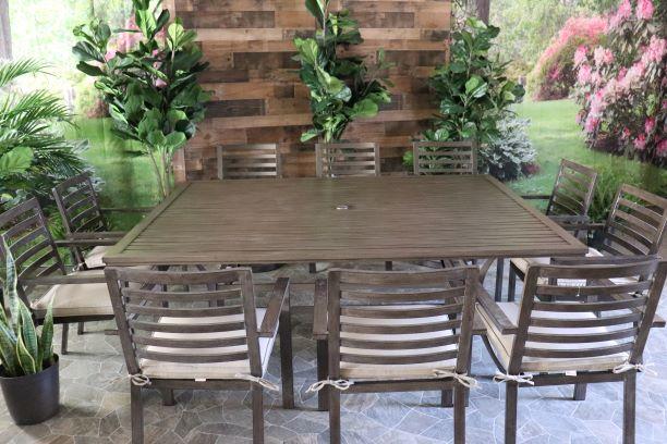 glenhaven home and garden palm springs aluminum outdoor patio dining table ten chair set