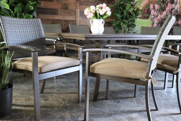 glenhaven home and garden sedona aluminum wicker dining outdoor patio table dining chairs