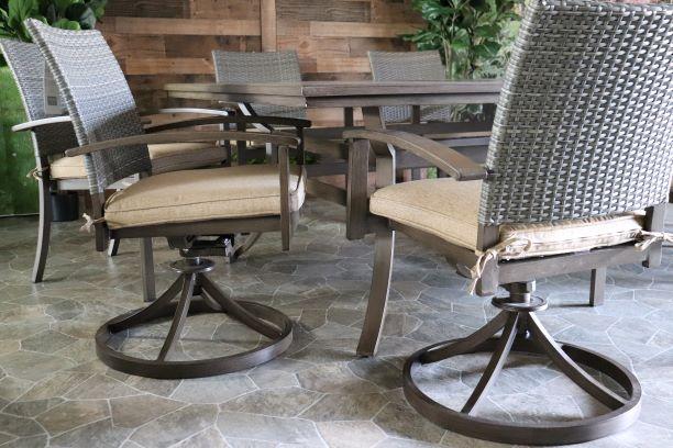 glenhaven home and garden sedona aluminum wicker patio dining outdoor swivel dining chair