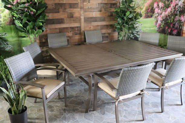 glenhaven home and garden sedona aluminum wicker patio dining outdoor table eight dining chairs
