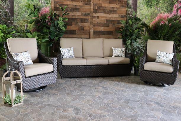 glenhaven home and garden sumerset wicker outdoor seating patio sofa swivel rockers