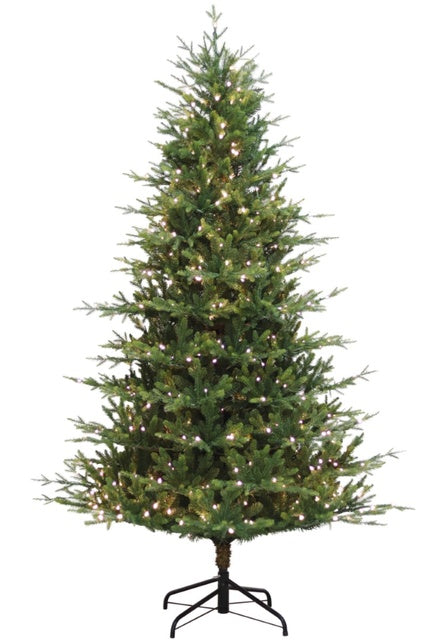 7.5 ft Artificial Oakland Fir Christmas Tree, Pre-lit with 1500 Clear and  Multi LED Lights