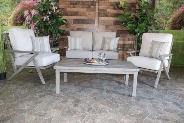 patio renaissance cabrillo aluminum seating patio outdoor love seat club chairs coffee table
