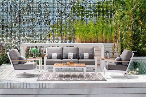 patio renaissance coronado aluminum teak accents outdoor patio seating sunbrella canvas granite collection