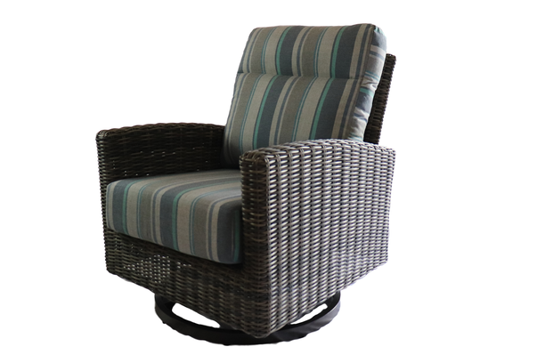 patio renaissance eureka all weather pvc wicker outdoor seating swivel club chair side