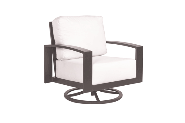 Patio Renaissance Prestige Casual Trellis Aluminum Outdoor Patio Seating Swivel Club Lounge Chair Sunbrella Cushion
