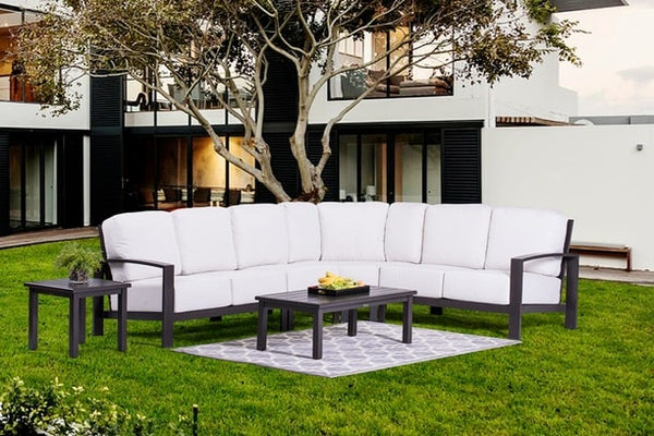 Patio Renaissance Prestige Trellis Aluminum Outdoor Patio Sectional Seating Sunbrella Cushions