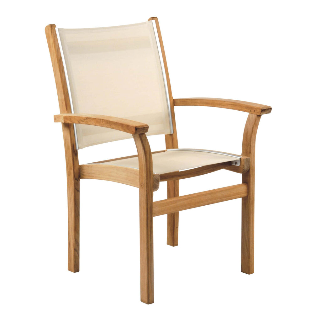 st tropez dining arm chair teak sling kingsley bate outdoor furniture sand