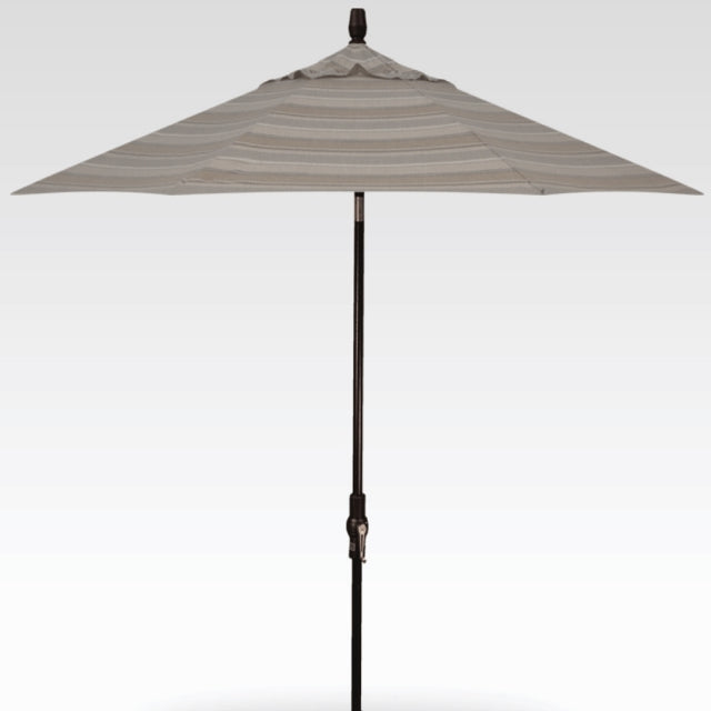 Treasure Garden 9' Auto Tilt Umbrella Sunbrella Trusted Fog Stripe