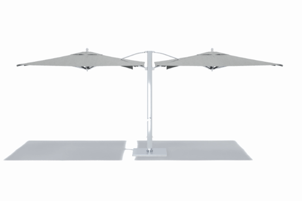 dual patio umbrella Tuuci 10' X 20' Ocean Master Max Dual Cantilever Umbrella - Polished  Titanium