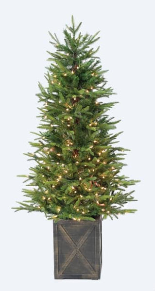 wellington fir artificial tree pre lit with clear lights in urn 